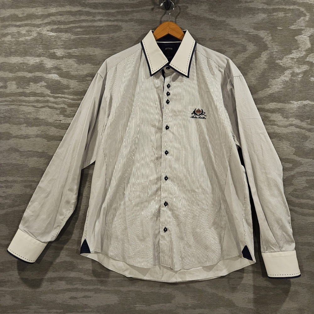 Absolute Rebellion Light Blue Pinstripe Mens SZ XXL Long Sleeve Button Up Shirt